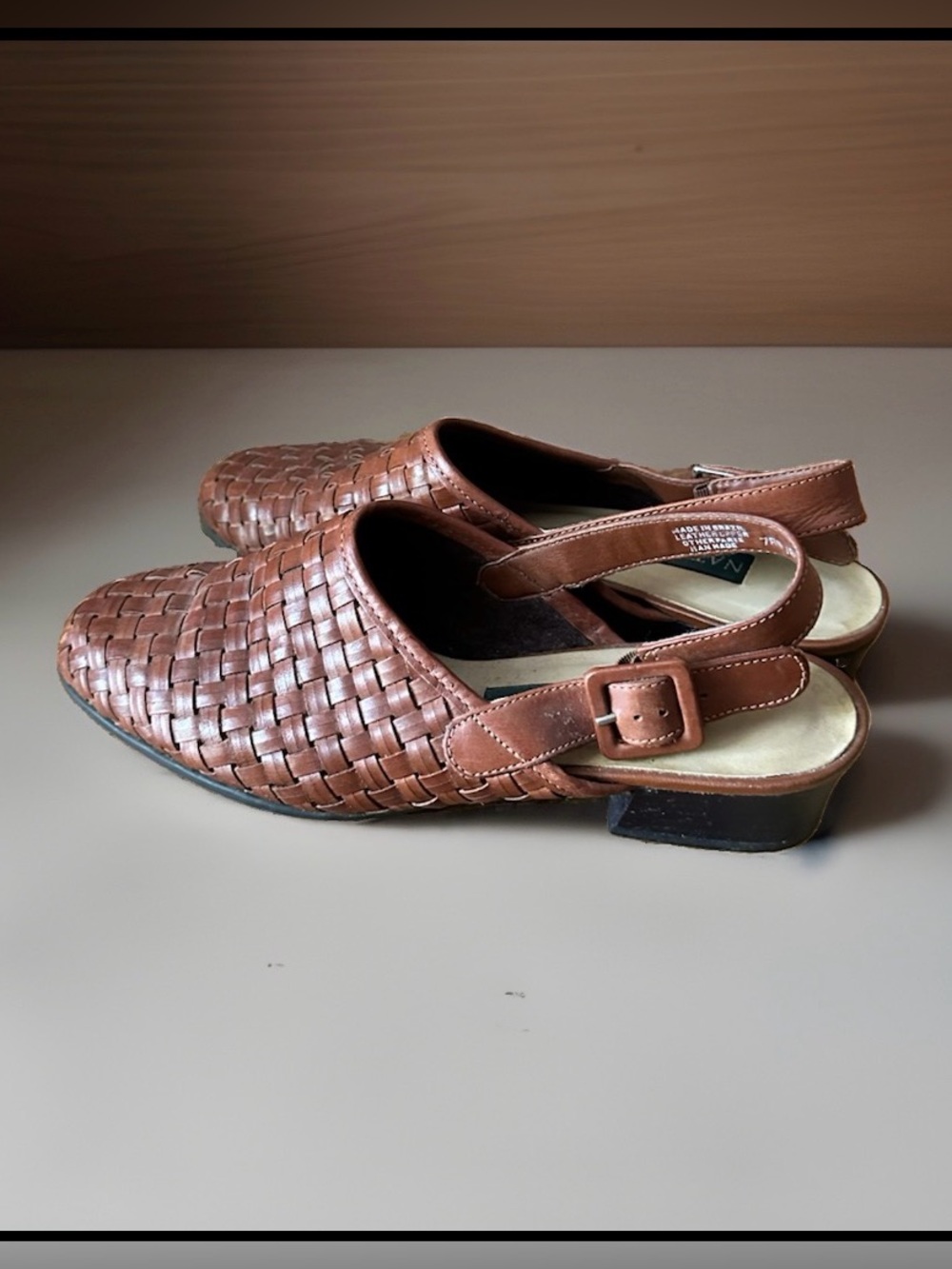 Naturalizer Brazil Vintage Woven Leather Slingback Shoes | Cognac ~8